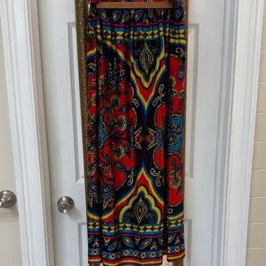 Bohemian Maxi Skirt in Red and Black